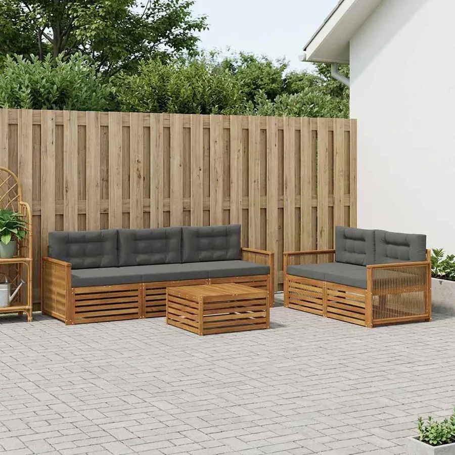 Ensemble de canapés d'extérieur 6 pcs Naturel et Anthracite