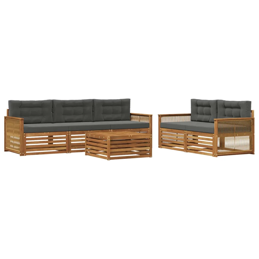 Ensemble de canapés d'extérieur 6 pcs Naturel et Anthracite - 2