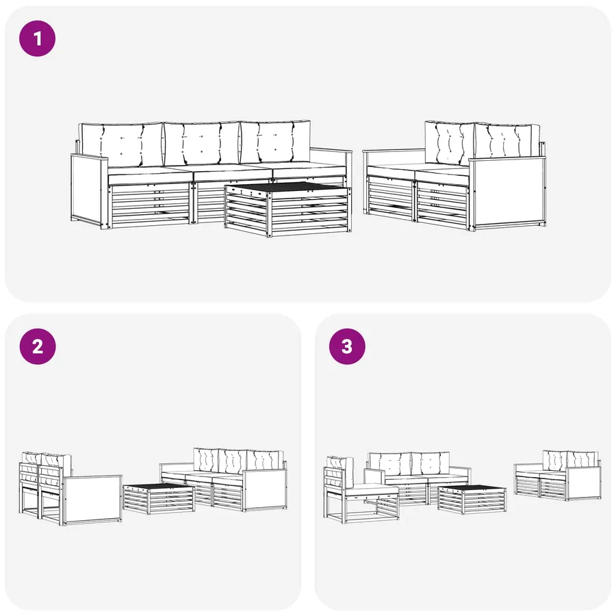Ensemble de canapés d'extérieur 6 pcs Naturel et Anthracite - 6