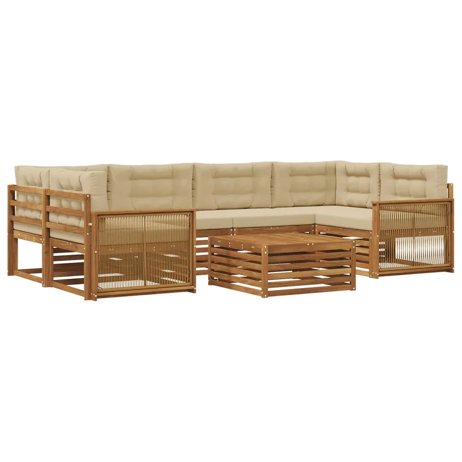 Ensemble de canapés d'extérieur 7 pcs Naturel et Beige - 2