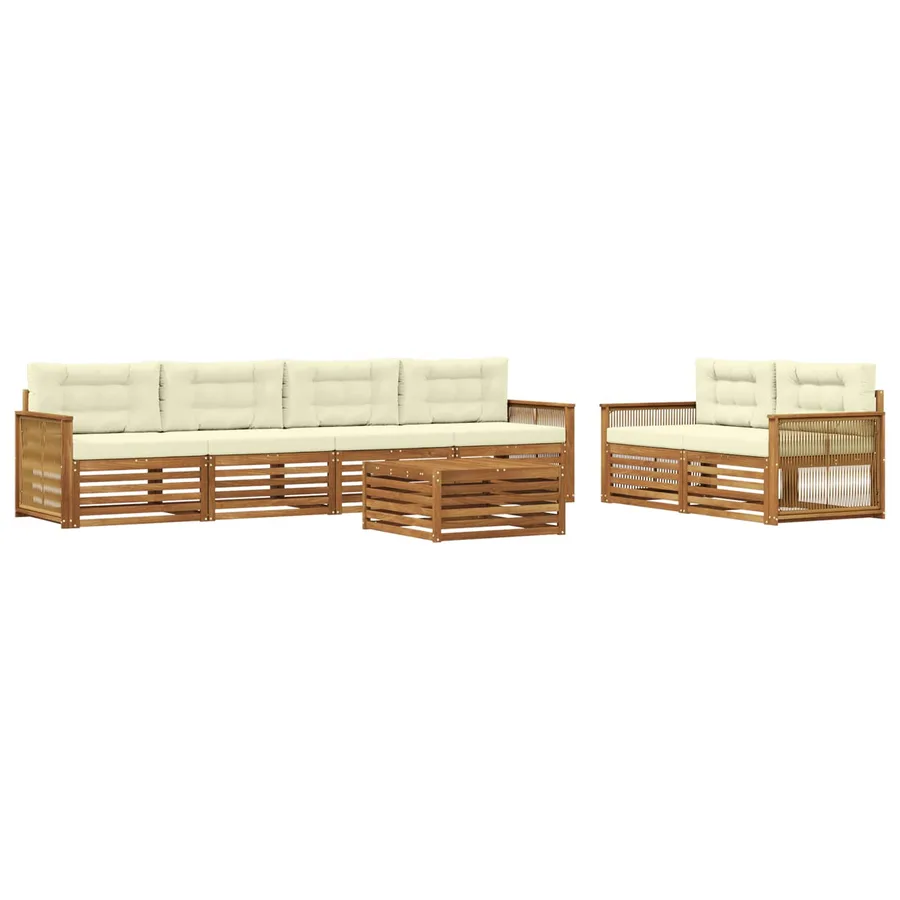 Ensemble de canapés d'extérieur 7 pcs Naturel et Crème - 2