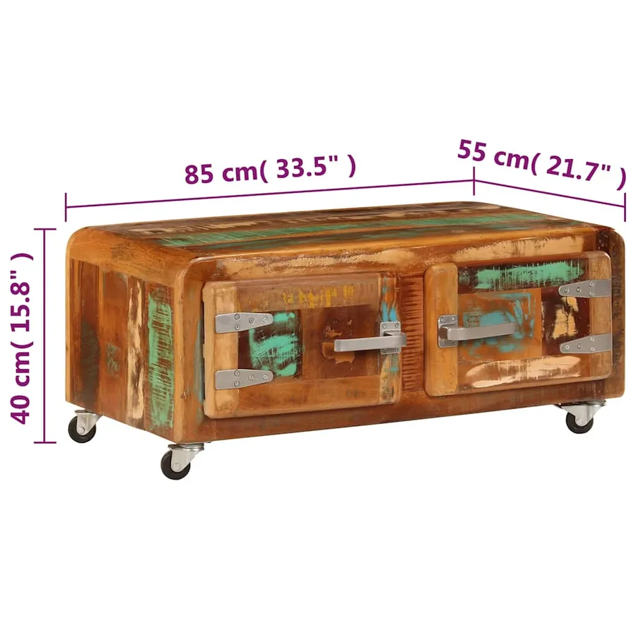 Table basse 85x55x40 cm Bois de récupération massif - 9