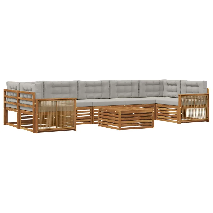 Ensemble de canapés d'extérieur 8 pcs Naturel et gris clair - 2
