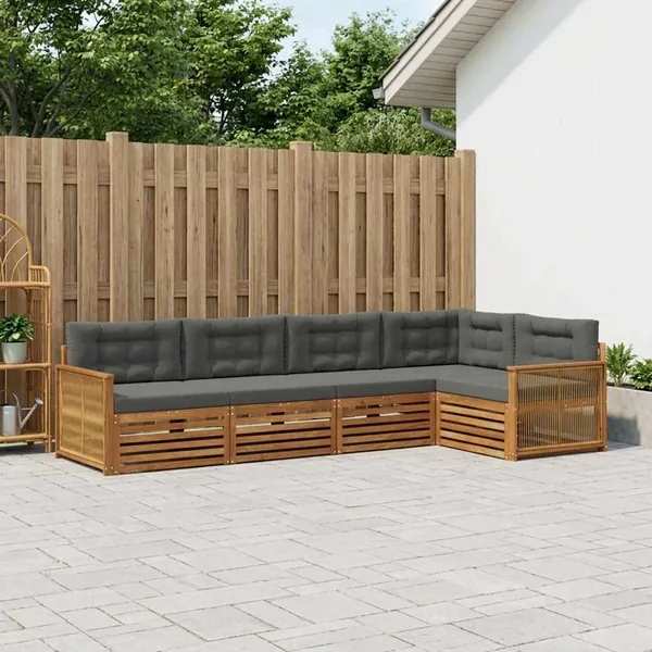 Ensemble de canapés d'extérieur 5 pcs Naturel et Anthracite