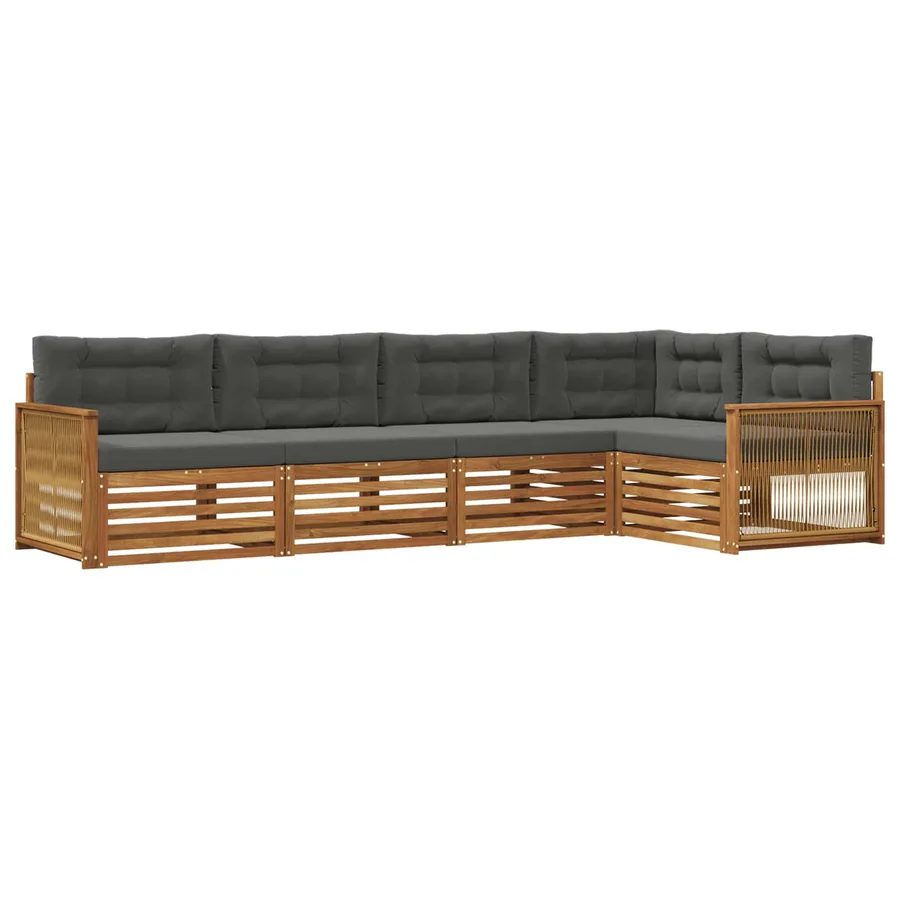 Ensemble de canapés d'extérieur 5 pcs Naturel et Anthracite - 2