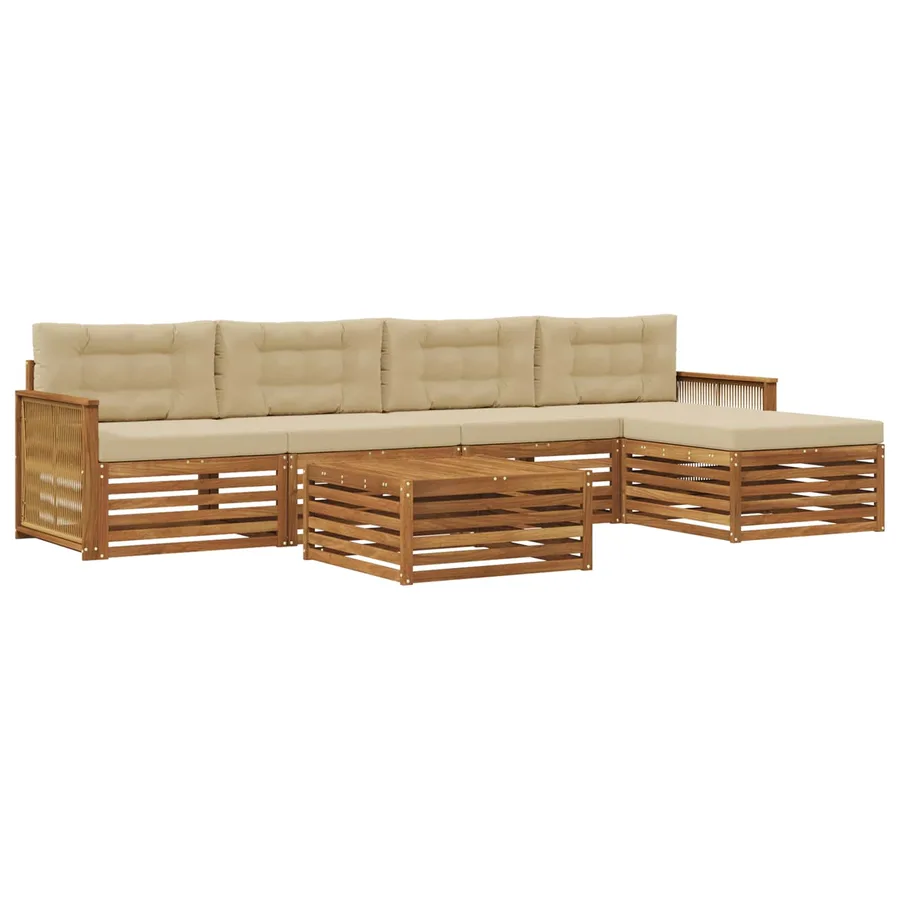 Ensemble de canapés d'extérieur 6 pcs Naturel et Beige - 2