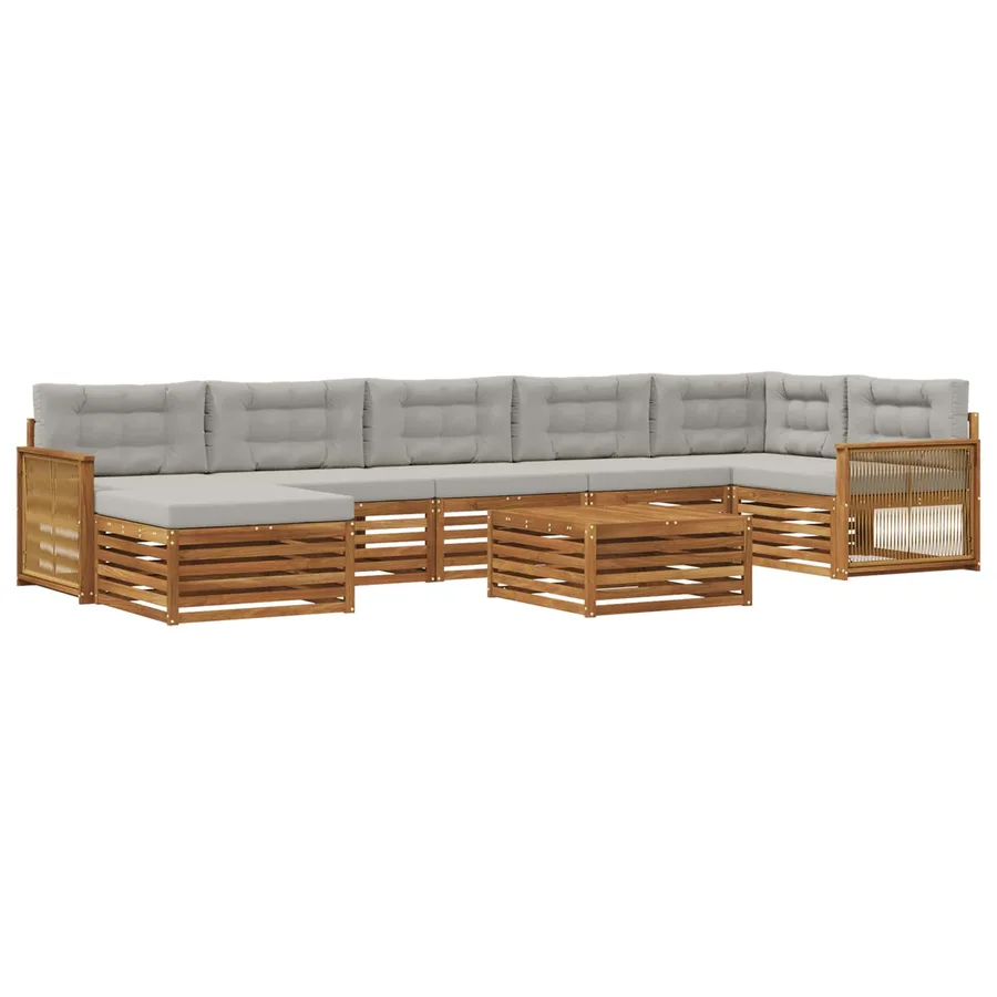 Ensemble de canapés d'extérieur 8 pcs Naturel et gris clair - 2