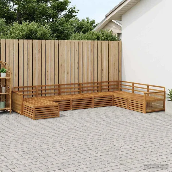 Ensemble de canapés d'extérieur 8 pcs Naturel