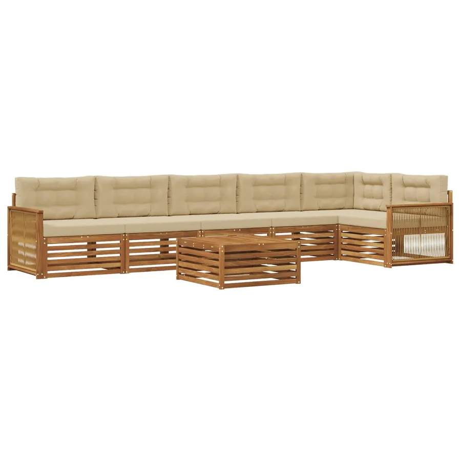 Ensemble de canapés d'extérieur 7 pcs Naturel et Beige - 2