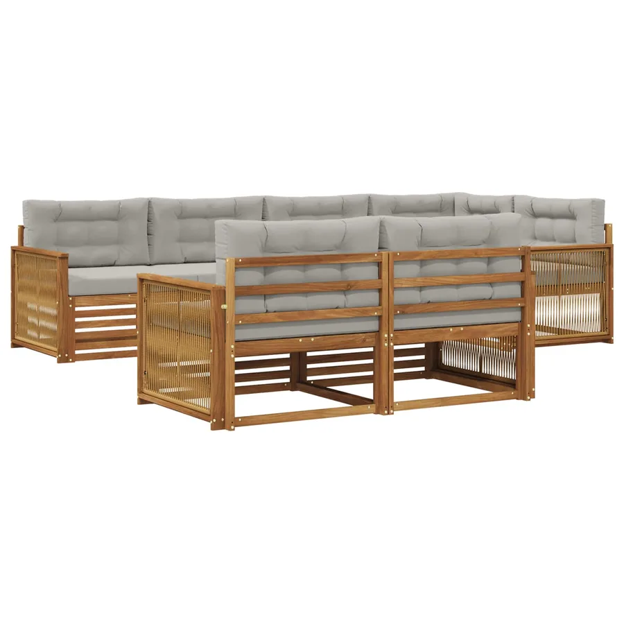 Ensemble de canapés d'extérieur 7 pcs Naturel et gris clair - 2