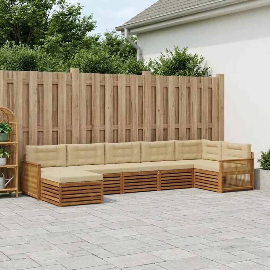 Ensemble de canapés d'extérieur 7 pcs Naturel et Beige