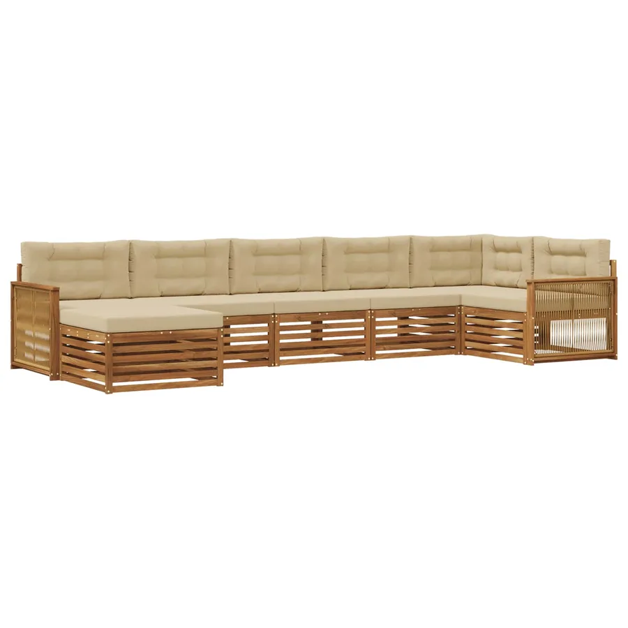 Ensemble de canapés d'extérieur 7 pcs Naturel et Beige - 2