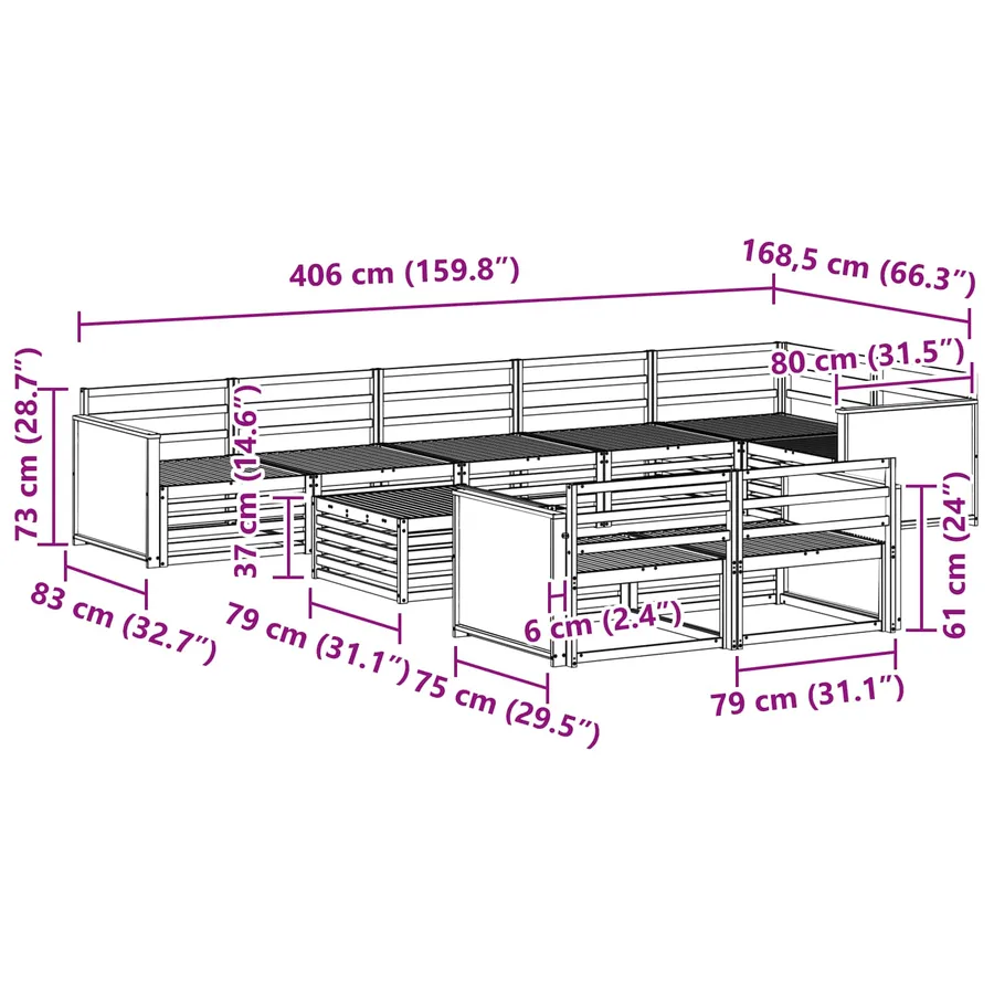 Ensemble de canapés d'extérieur 9 pcs - 9