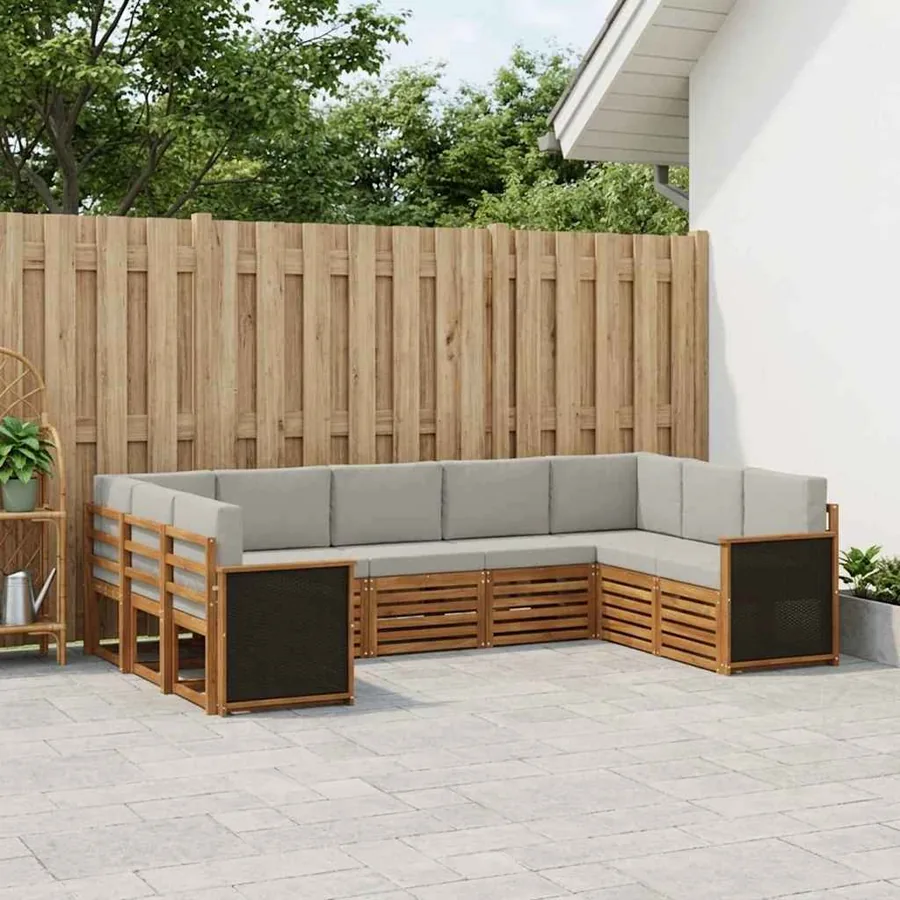 Ensemble de canapé d'angle 7 pcs Naturel et gris clair