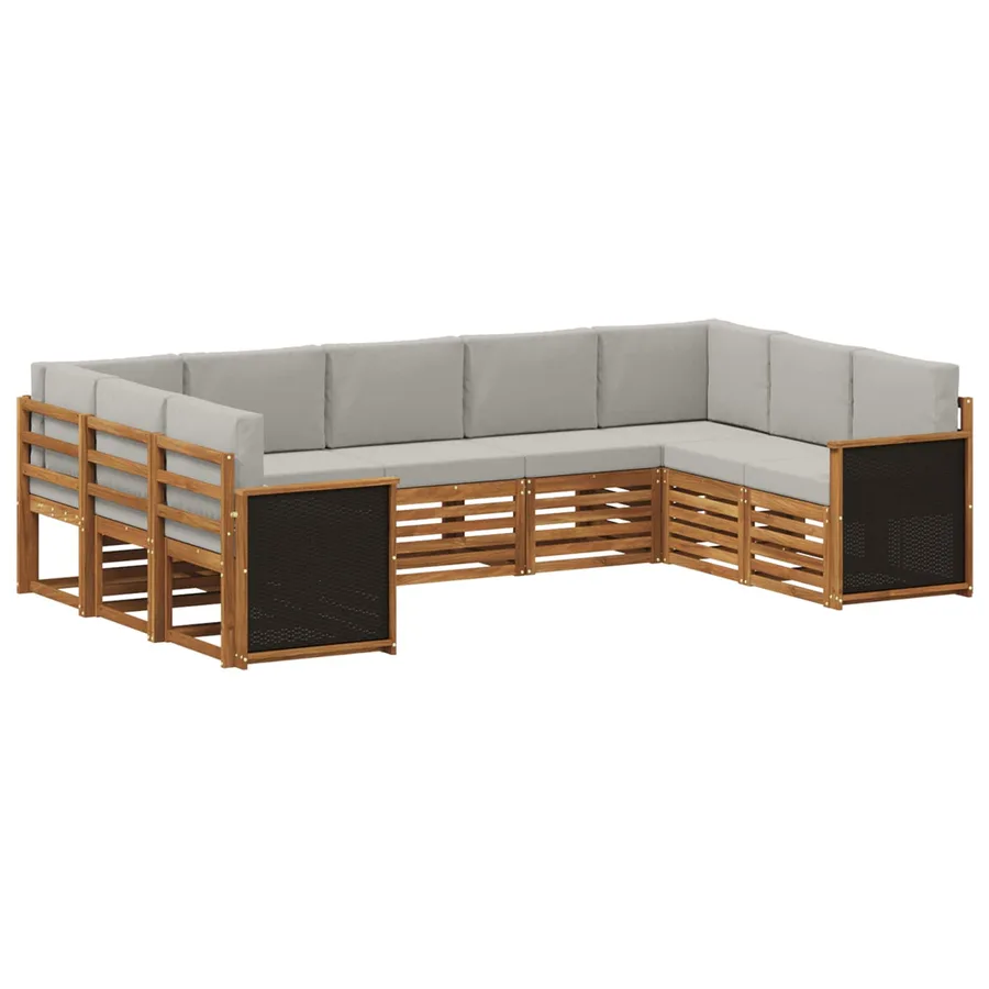 Ensemble de canapé d'angle 7 pcs Naturel et gris clair - 2
