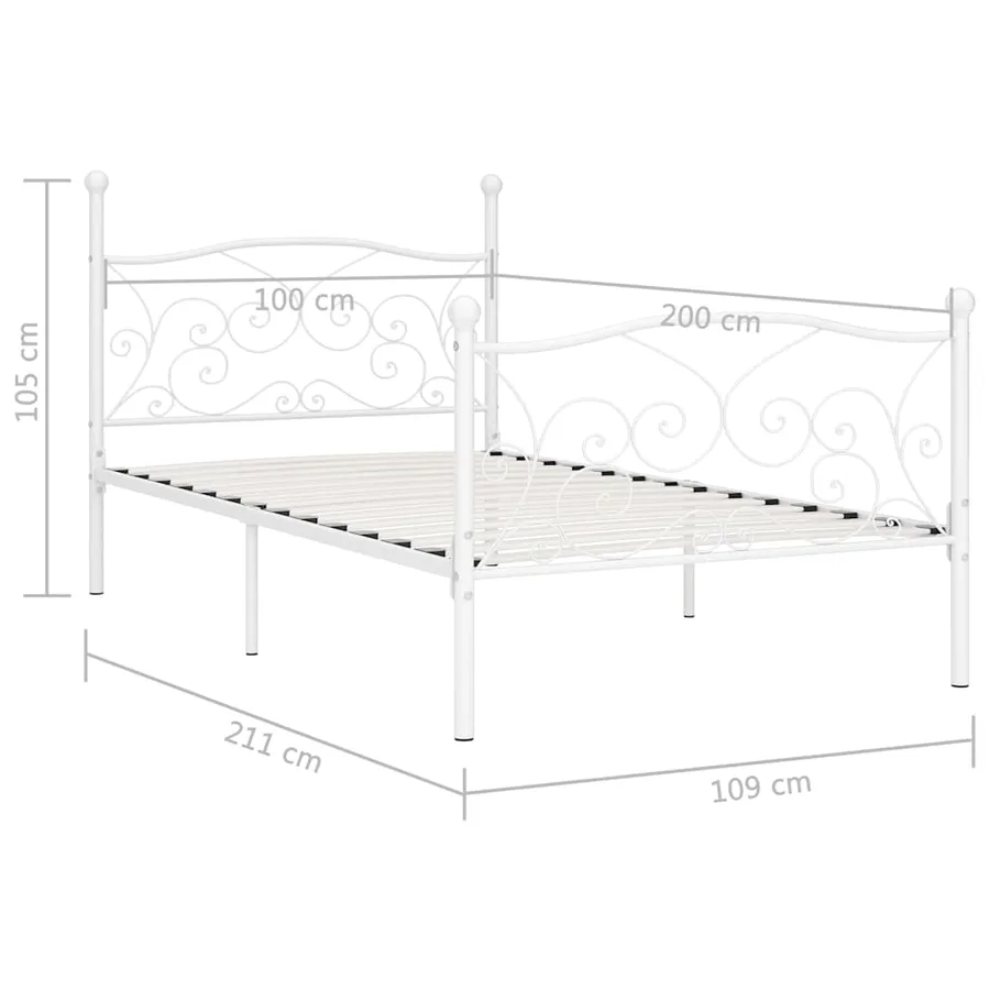 Cadre de lit sans matelas avec sommier à lattes métal 100x200cm - 5