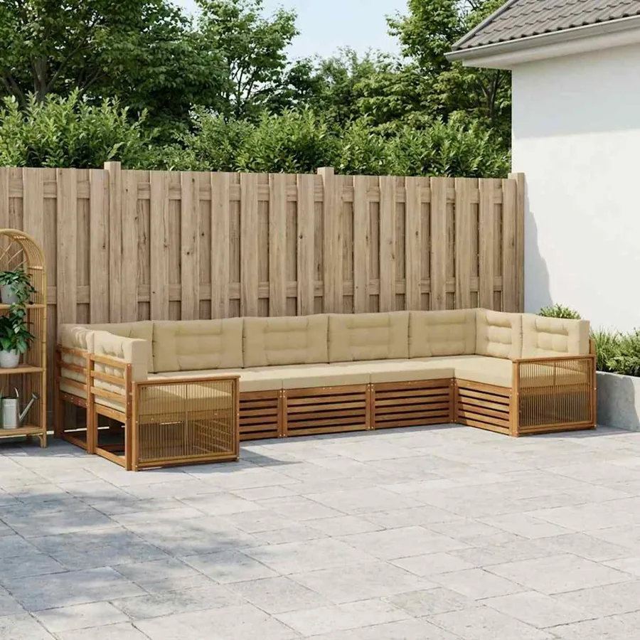Ensemble de canapés d'extérieur 7 pcs Naturel et Beige