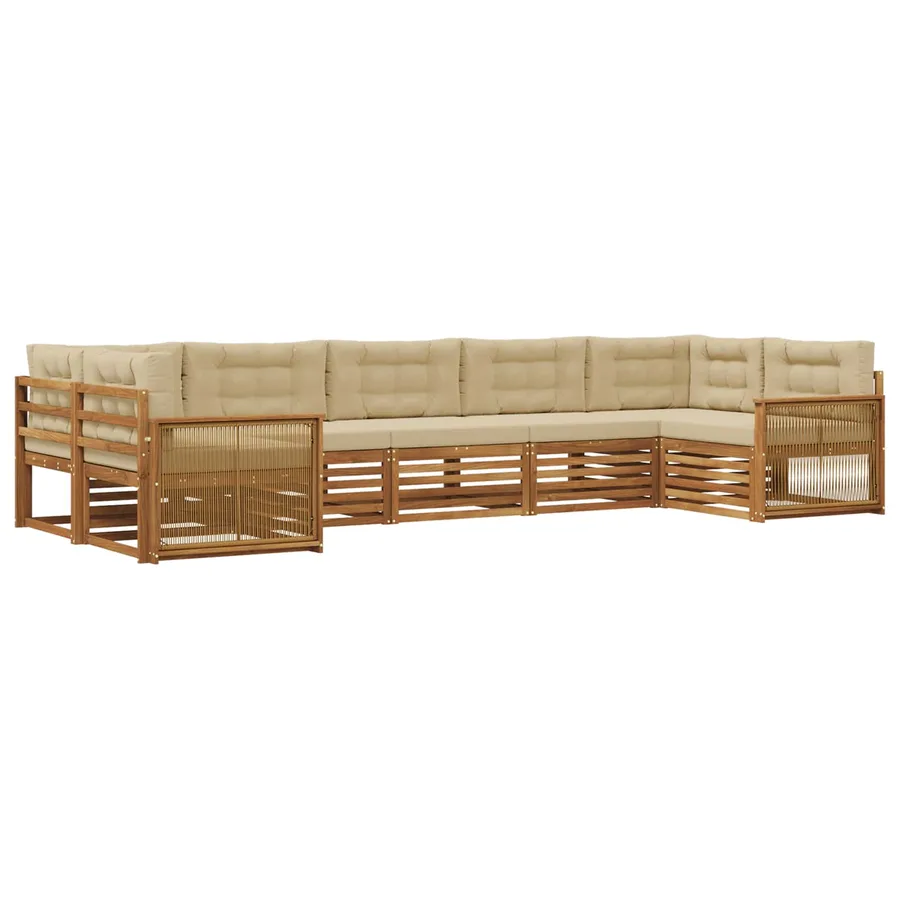 Ensemble de canapés d'extérieur 7 pcs Naturel et Beige - 2