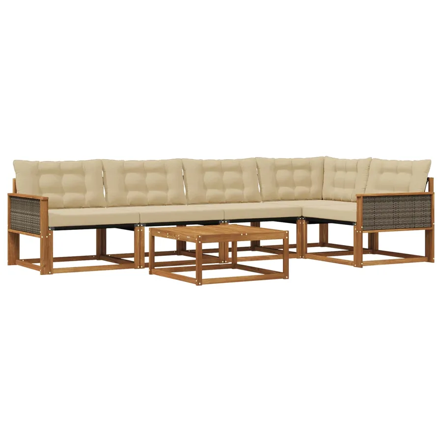 Ensemble de canapés d'extérieur 6 pcs Naturel et Beige - 2