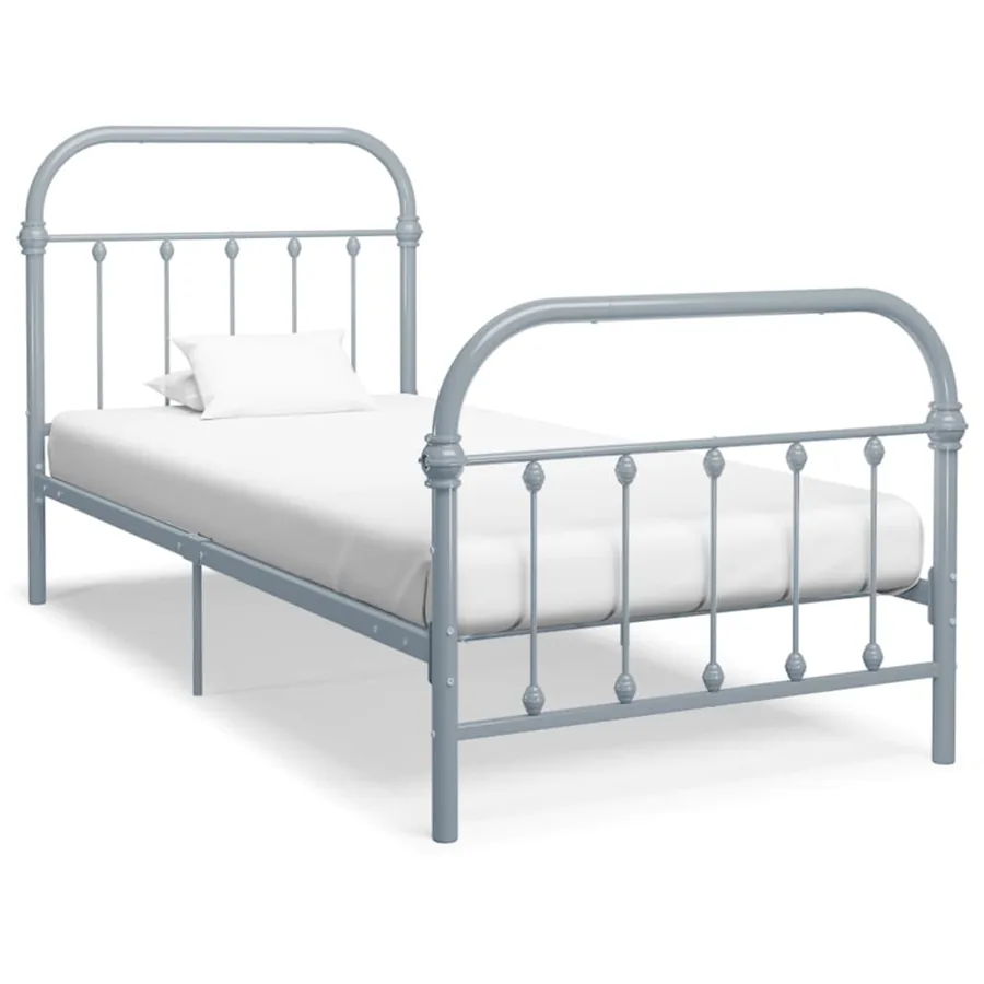 Cadre de lit sans matelas gris métal 90x200 cm