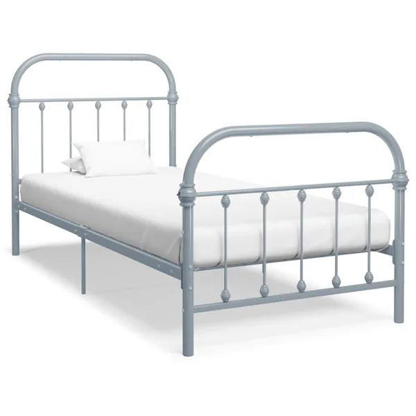 Cadre de lit sans matelas gris métal 90x200 cm