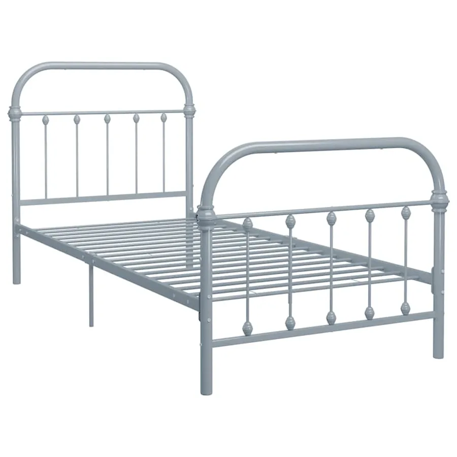 Cadre de lit sans matelas gris métal 90x200 cm - 2