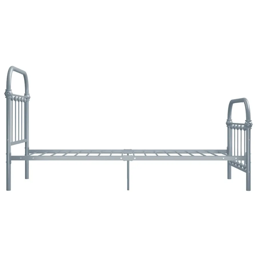 Cadre de lit sans matelas gris métal 90x200 cm - 3