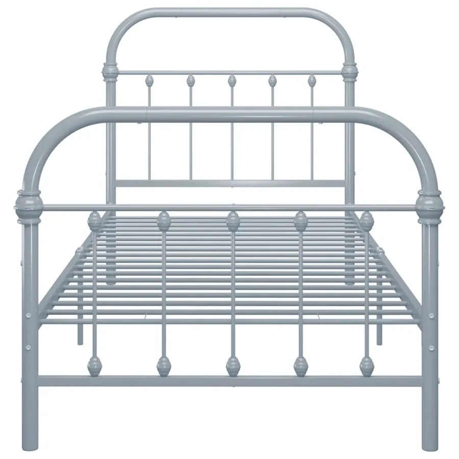 Cadre de lit sans matelas gris métal 90x200 cm - 4