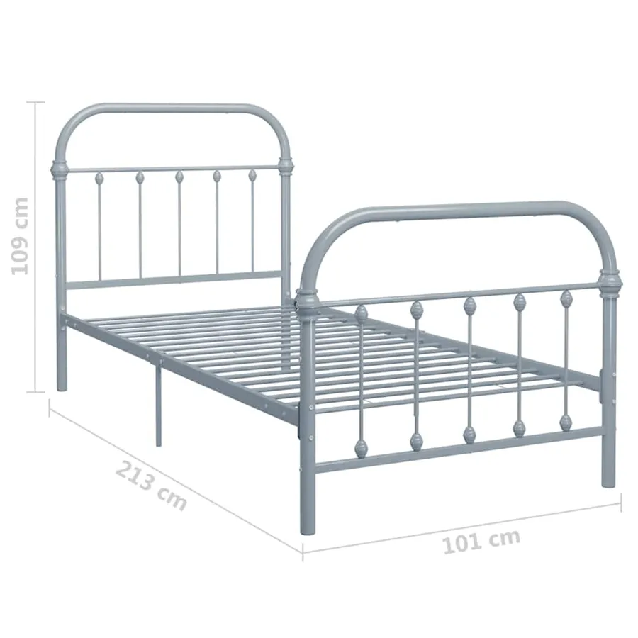 Cadre de lit sans matelas gris métal 90x200 cm - 6