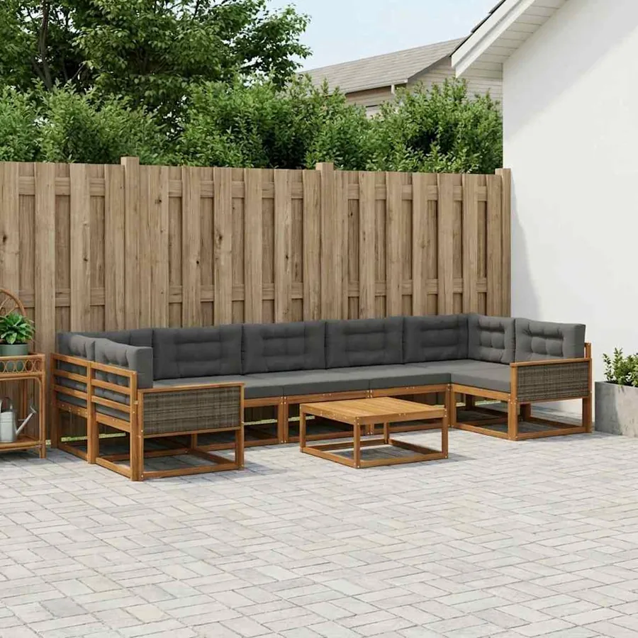Ensemble de canapés d'extérieur 8 pcs Naturel et Anthracite