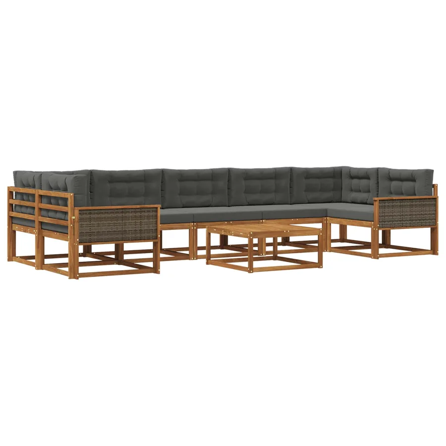 Ensemble de canapés d'extérieur 8 pcs Naturel et Anthracite - 2
