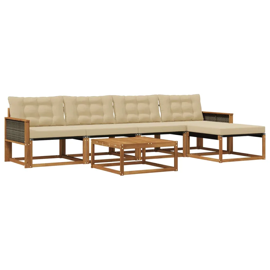 Ensemble de canapés d'extérieur 6 pcs Naturel et Beige - 2