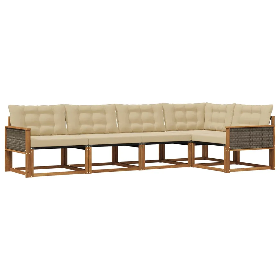Ensemble de canapés d'extérieur 5 pcs Naturel et Beige - 2