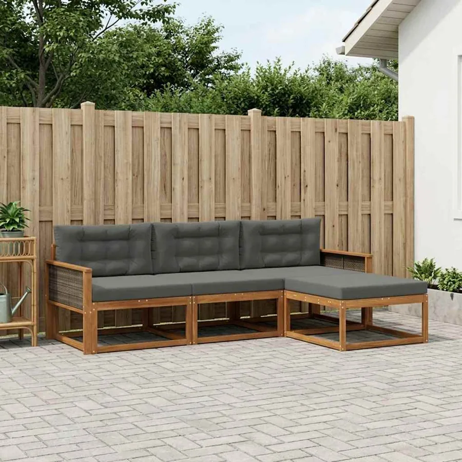 Ensemble de canapés d'extérieur 4 pcs Naturel et Anthracite