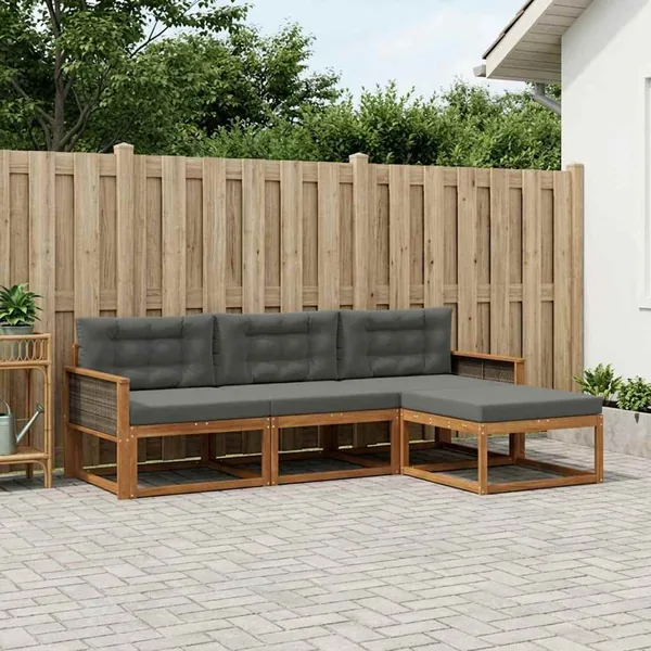 Ensemble de canapés d'extérieur 4 pcs Naturel et Anthracite