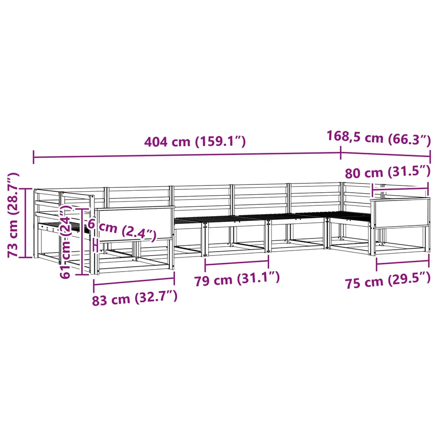 Ensemble de canapés d'extérieur 7 pcs Naturel - 6