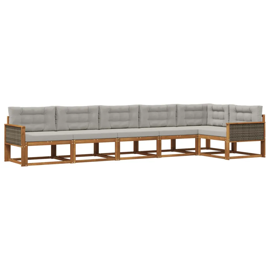 Ensemble de canapés d'extérieur 6 pcs Naturel et Gris clair - 2