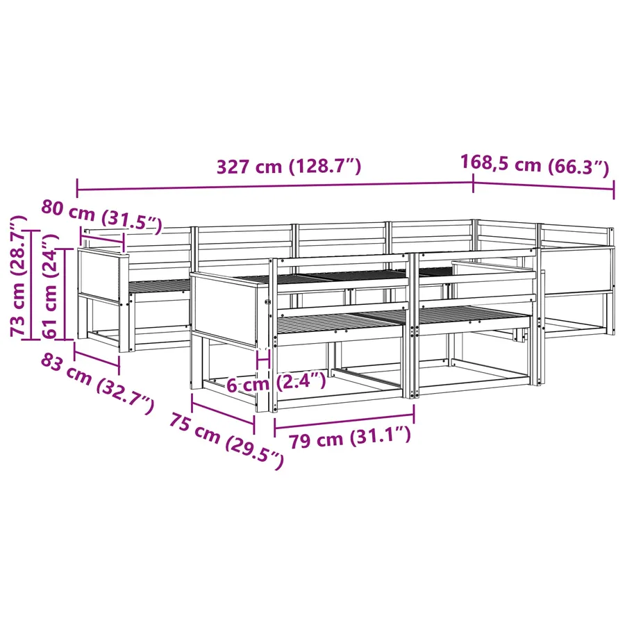 Ensemble de canapés d'extérieur 7 pcs Naturel - 6