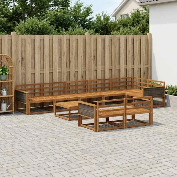 Ensemble de canapés d'extérieur 9 pcs Naturel