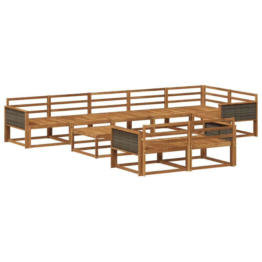 Ensemble de canapés d'extérieur 9 pcs Naturel - 2