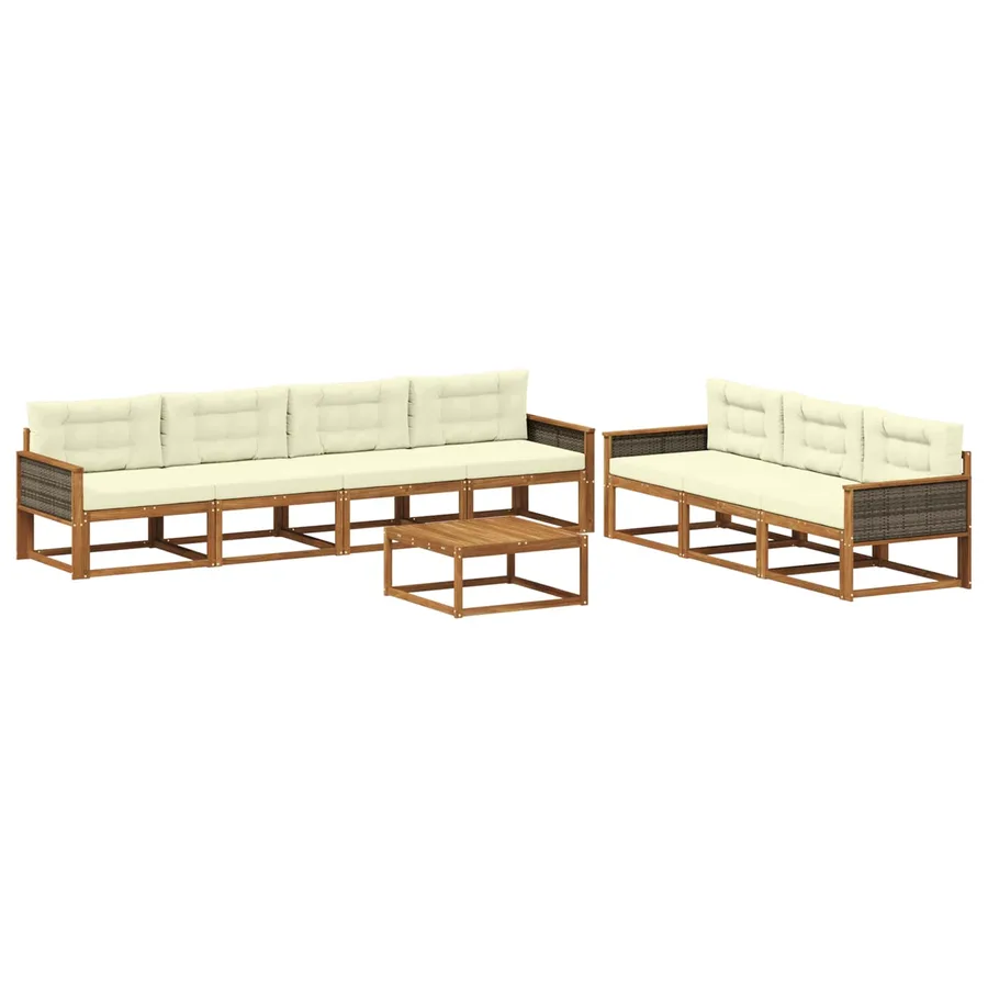 Ensemble de canapés d'extérieur 8 pcs Naturel et Crème - 2