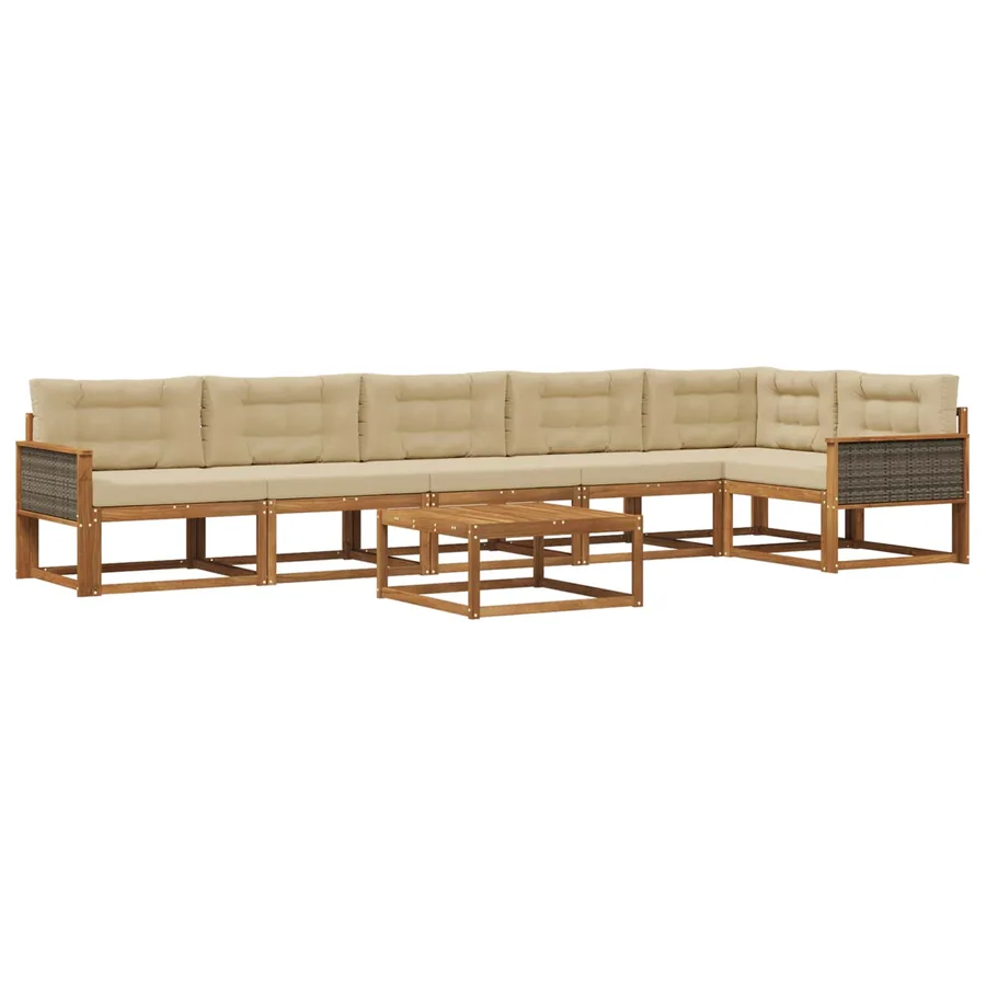 Ensemble de canapés d'extérieur 7 pcs Naturel et Beige - 2