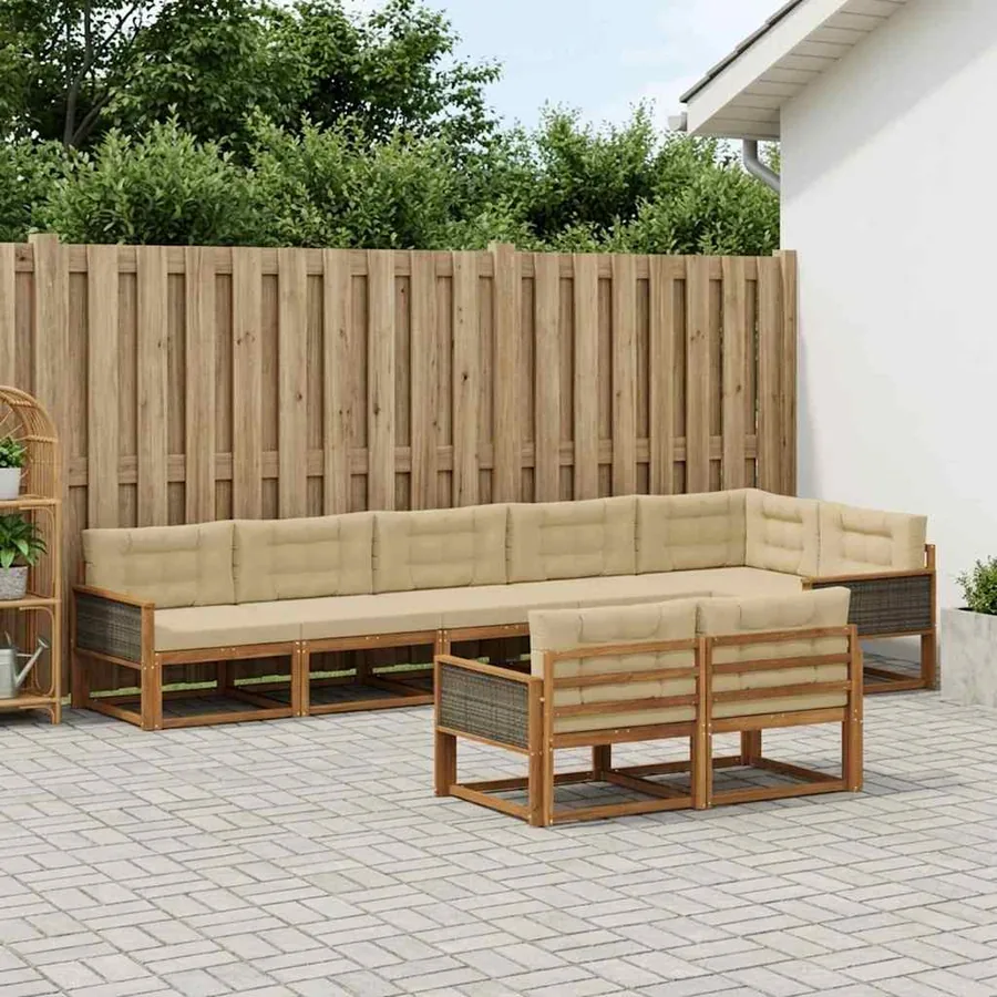 Ensemble de canapés d'extérieur 8 pc Naturel et Beige