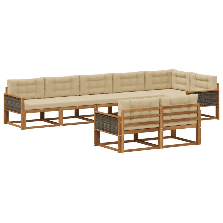 Ensemble de canapés d'extérieur 8 pc Naturel et Beige - 2