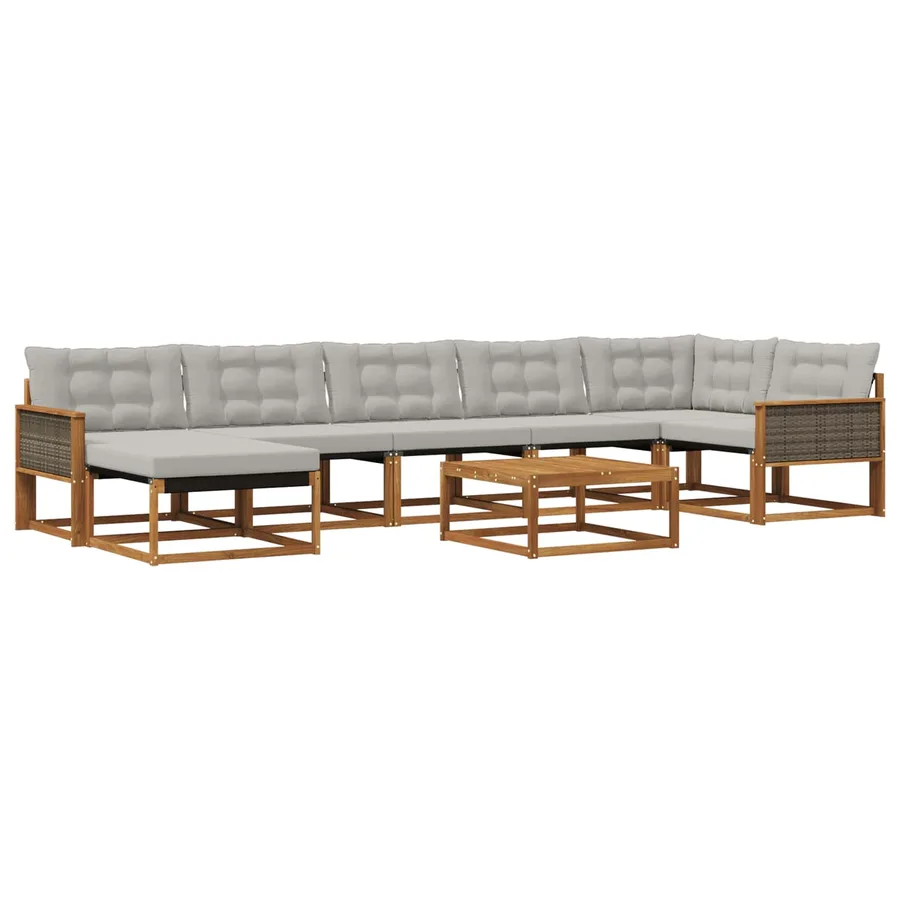 Ensemble de canapés d'extérieur 8 pcs Naturel et gris clair - 2
