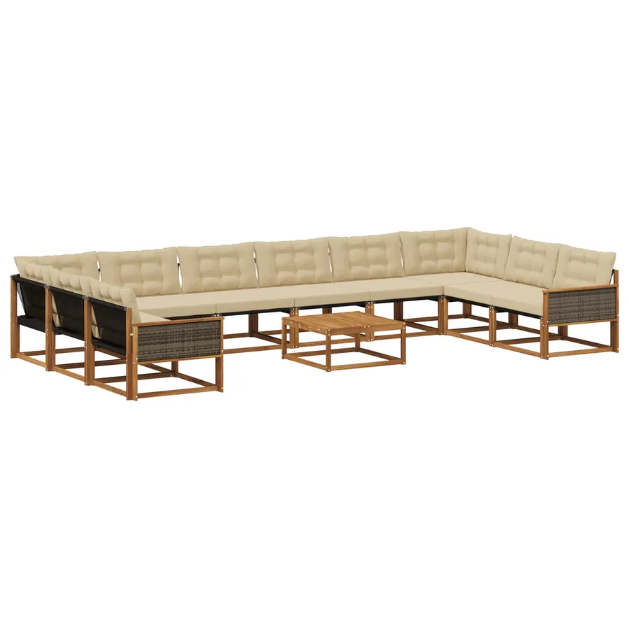 Ensemble de canapés d'extérieur 11 pcs Naturel et Beige - 2