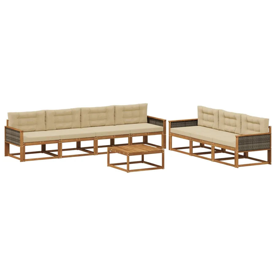 Ensemble de canapés d'extérieur 8 pcs Naturel et Beige - 2