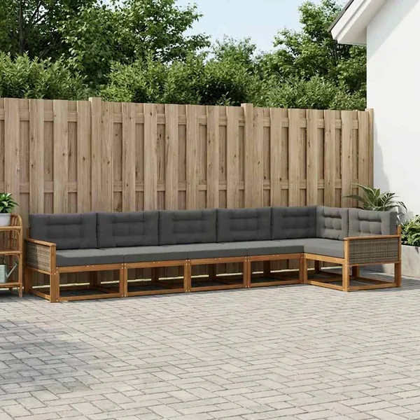 Ensemble de canapés d'extérieur 6 pcs Naturel et Anthracite