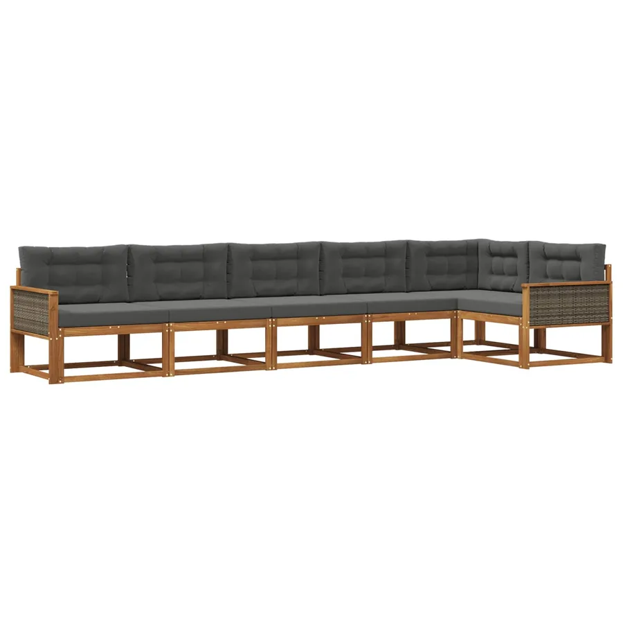 Ensemble de canapés d'extérieur 6 pcs Naturel et Anthracite - 2