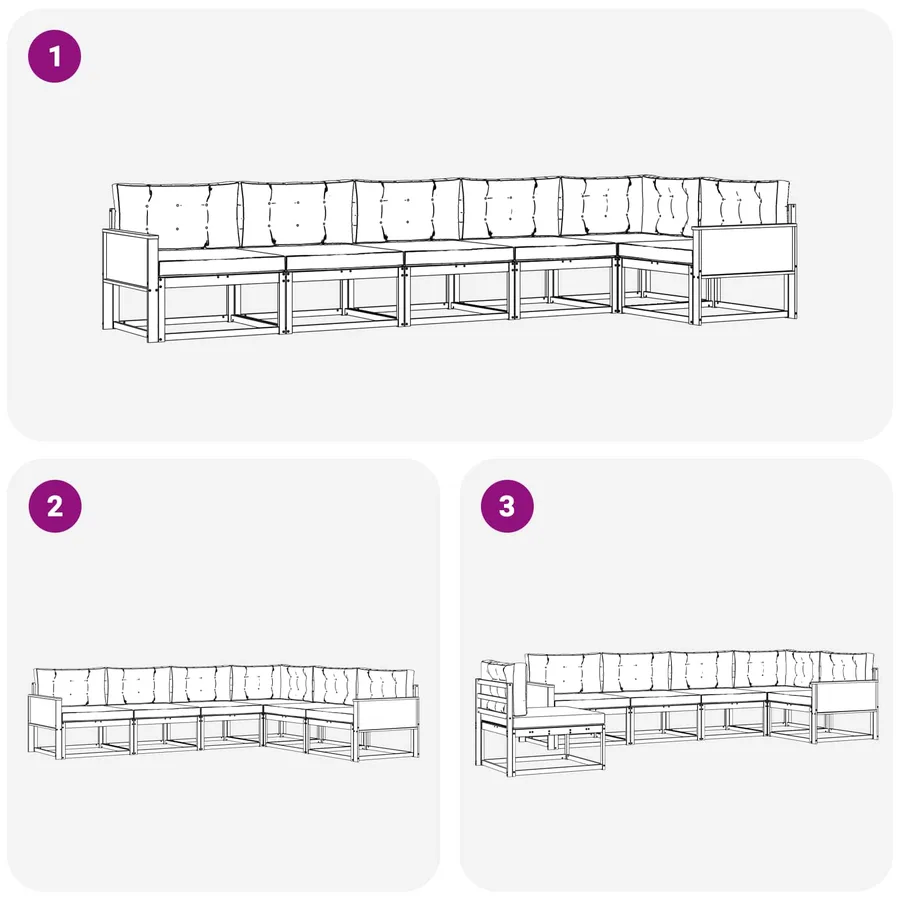 Ensemble de canapés d'extérieur 6 pcs Naturel et Anthracite - 7